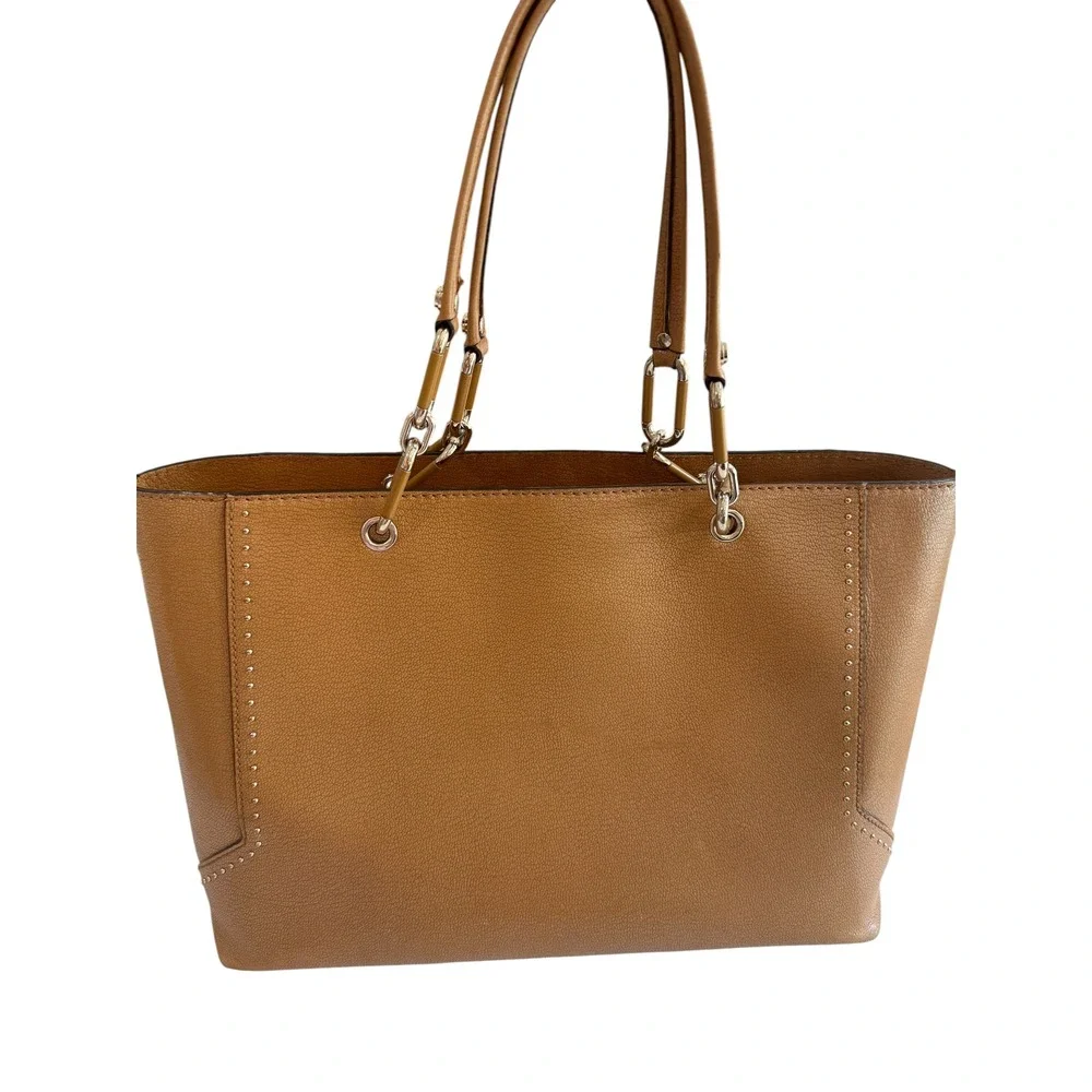 Henri Bendel Tote Bag Womens Large Tan  Studded Leather Shoulder Bag